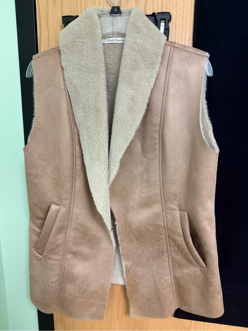 Faux Shearling Lined Sleeveless Coatigan - Taupe